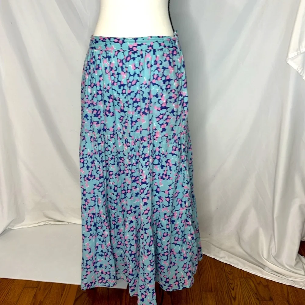 Banjanan  Rune Bud Blueprint Cotton Pencil Maxi Skirt - Picture 2 of 8